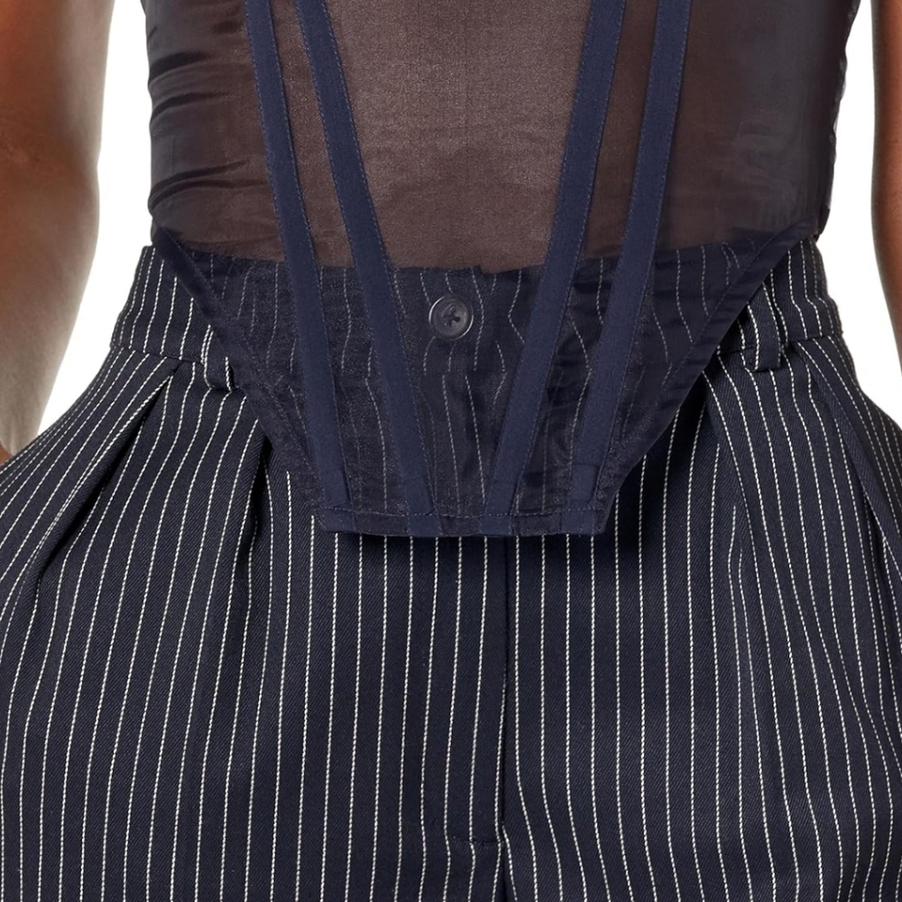 The Drop womens Sky Captain Organza Corset by @signedblakeBlouses ~ Blue - Picture 5 of 16
